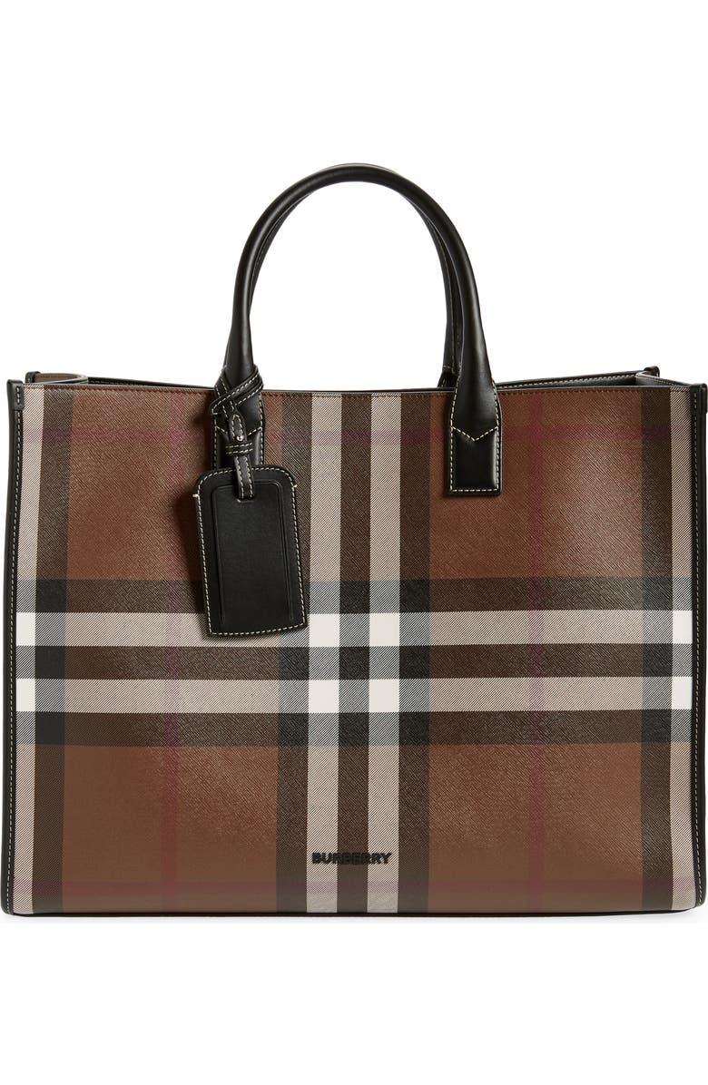 Burberry Denny Check Canvas Tote, Main, color,