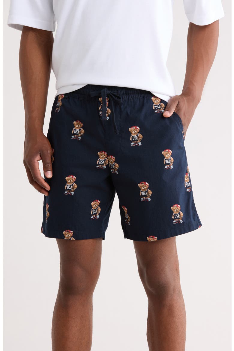 Americana Cotton Drawstring Shorts, Alternate, color, NAVY