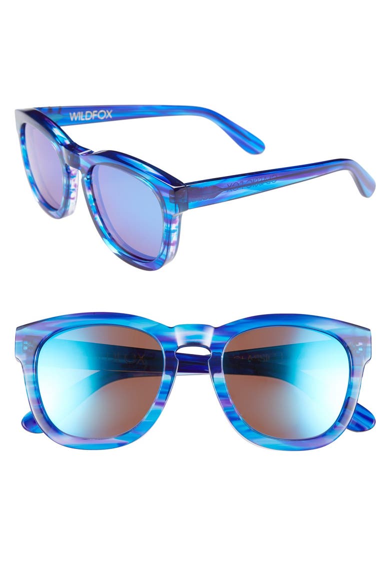 Classic Fox - Deluxe 59mm Sunglasses, Main, color, BLUE TIGER
