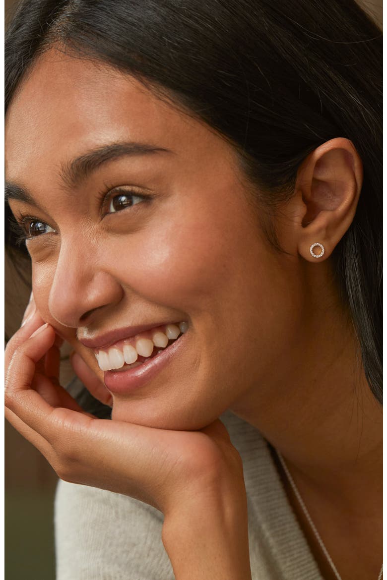 Cubic Zirconia Circle Stud Earrings, Alternate, color, SILVER