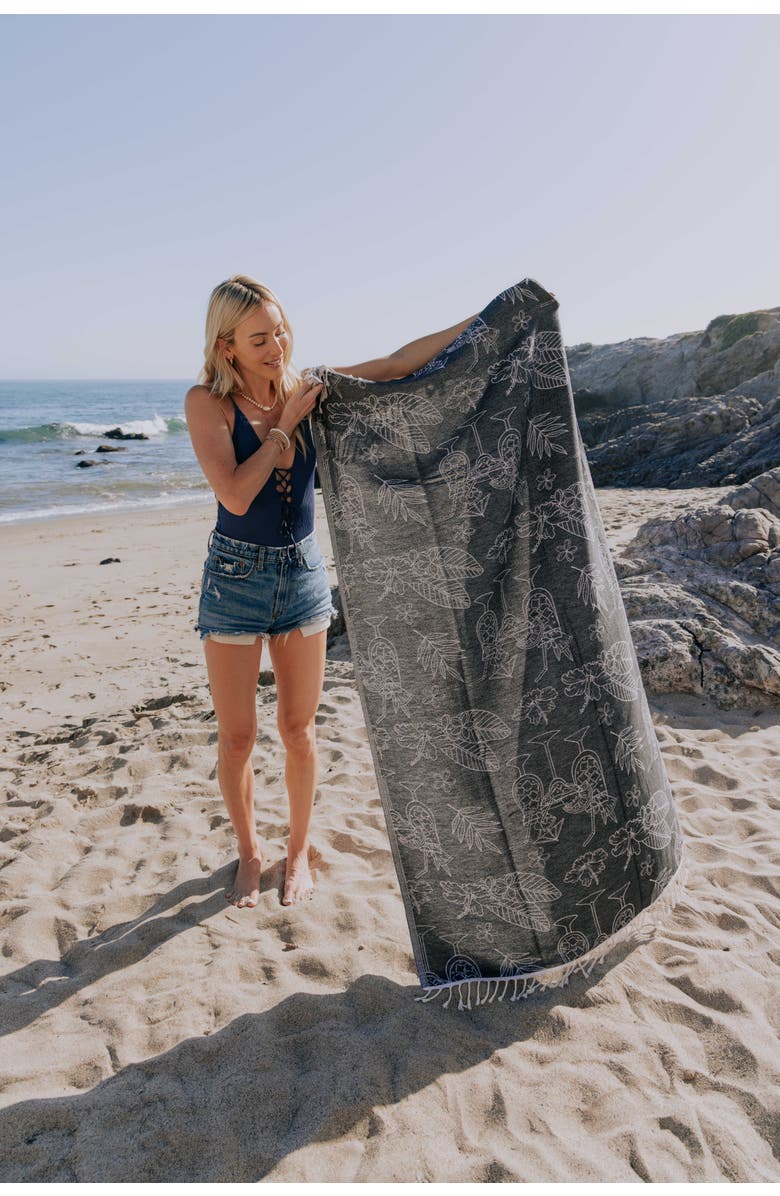 InfuseZen Tropical Drink Organic Turkish Towel, Alternate, color, Black