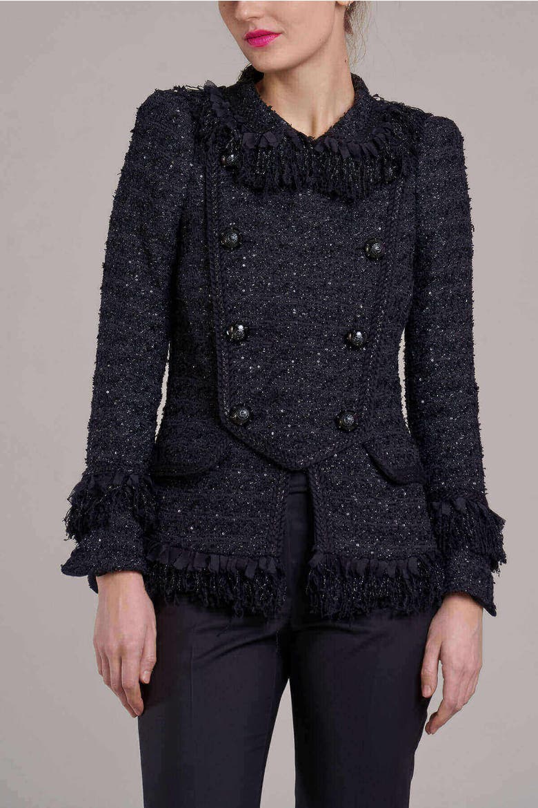 Signature Maison Common Tweed Jacket, Alternate, color, Black