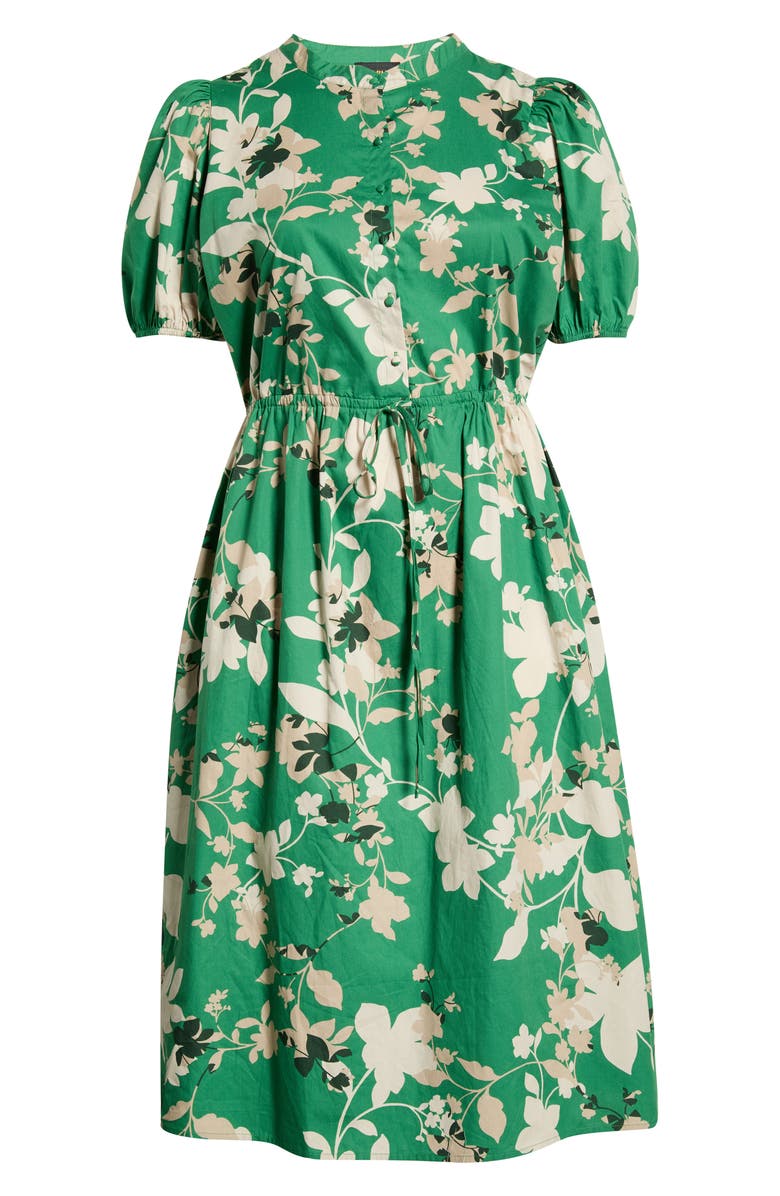 SUGARLIPS Nora Puff Sleeve Button Cotton Midi Dress, Alternate, color, Multi-Green