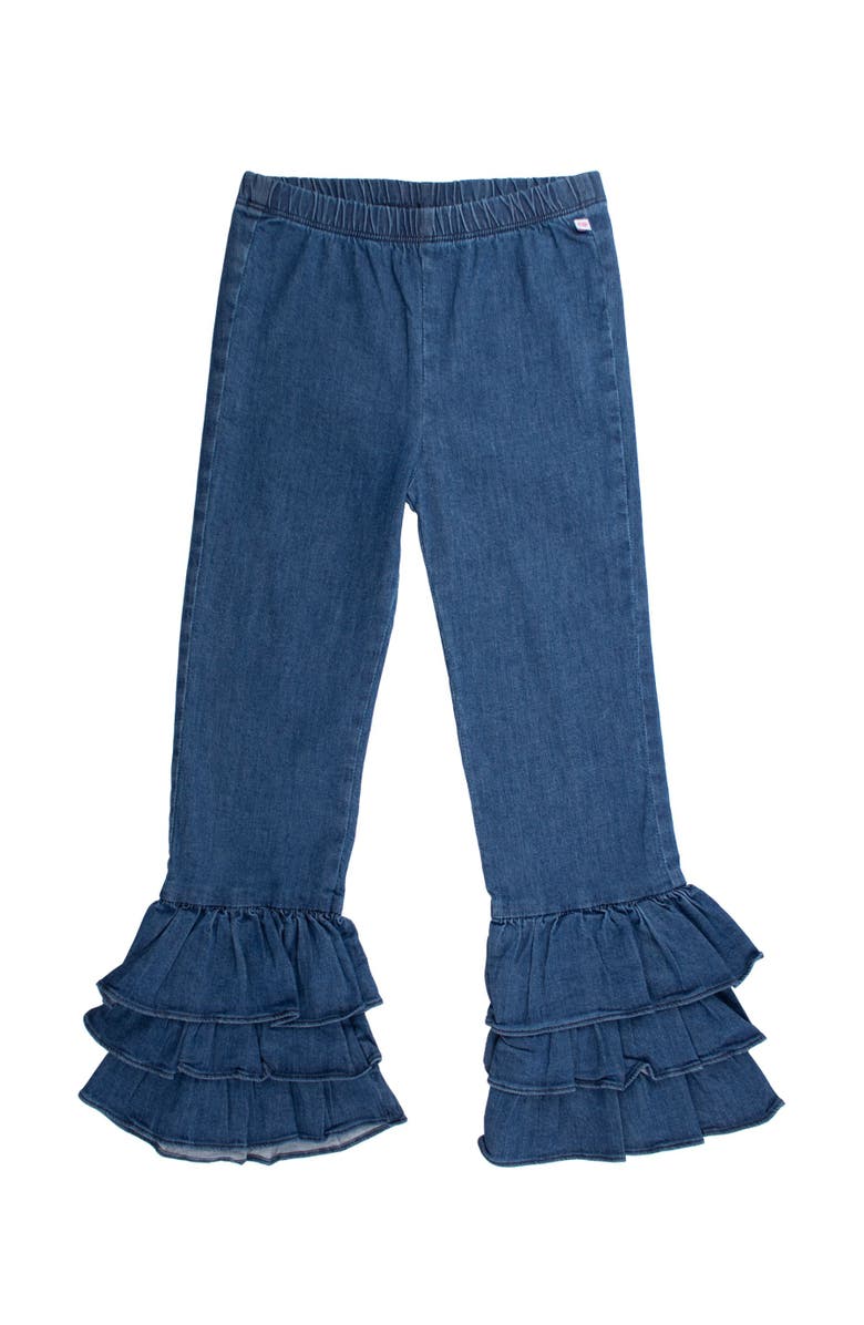 RuffleButts Girls Denim Flare Pants, Main, color, Medium Wash