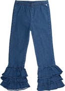 RuffleButts Girls Denim Flare Pants