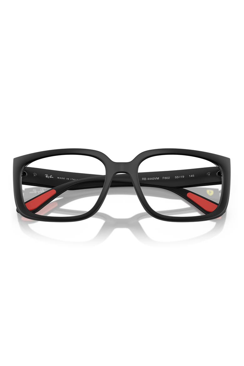 x Scuderia Ferrari 55mm Square Optical Glasses, Alternate, color, MATTE BLACK