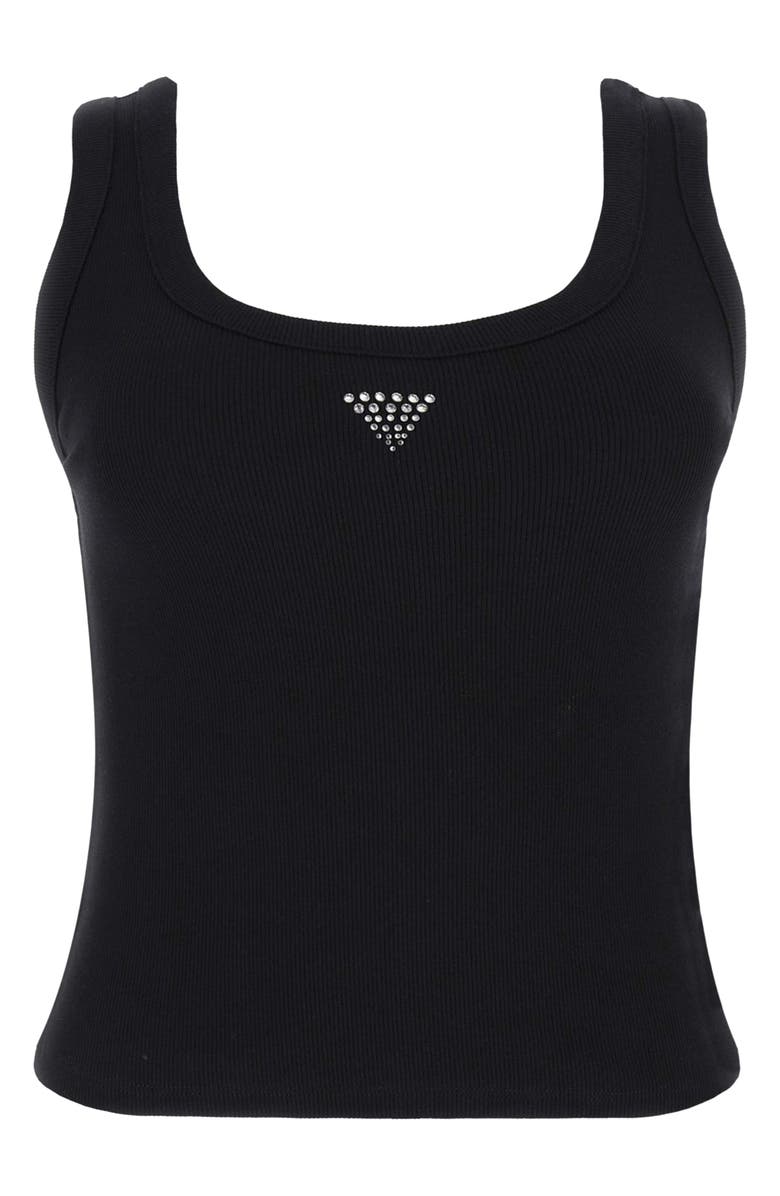 GUESS Bling Embellished Cotton Rib Tank, Alternate, color, Jet Black
