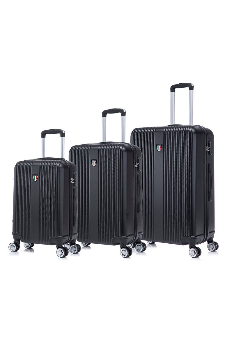 Lustria Hardshell 3-Piece Spinner Luggage Set, Main, color, BLACK