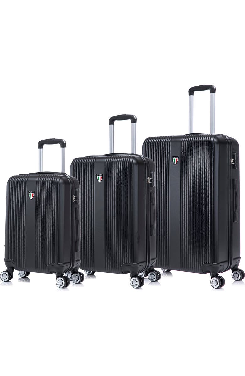 TUCCI Lustria Hardshell 3-Piece Spinner Luggage Set, Main, color, Black