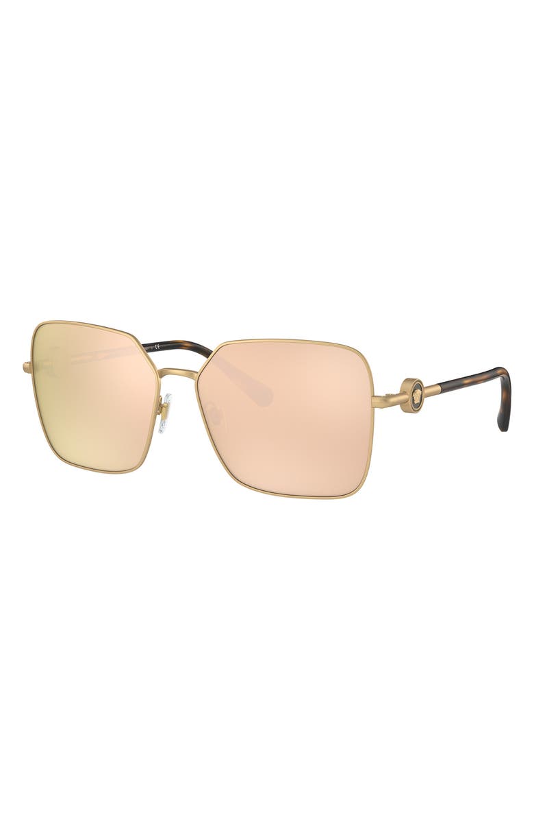 Versace 59mm Polarized Square Sunglasses, Alternate, color, Matte Gold