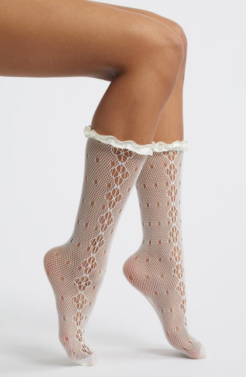 Mimi Satin Ruffle Lace Crew Socks