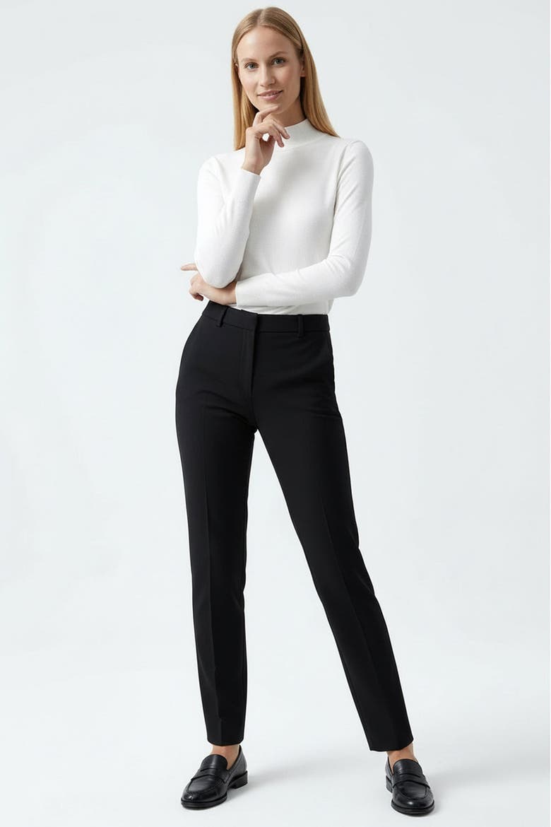 High Waist Woven Pants, Alternate, color, BLACK