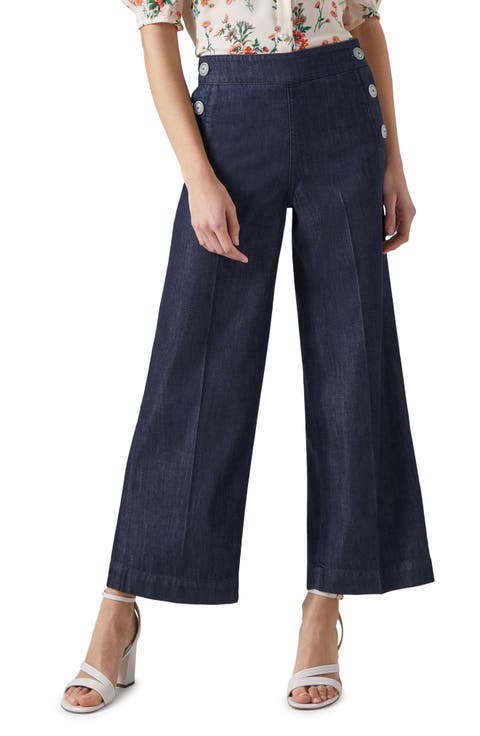 Nur Crop Wide Leg Denim Sailor Pants