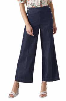 Nur Crop Wide Leg Denim Sailor Pants