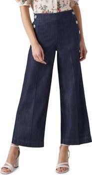 LK Bennett Nur Crop Wide Leg Denim Sailor Pants