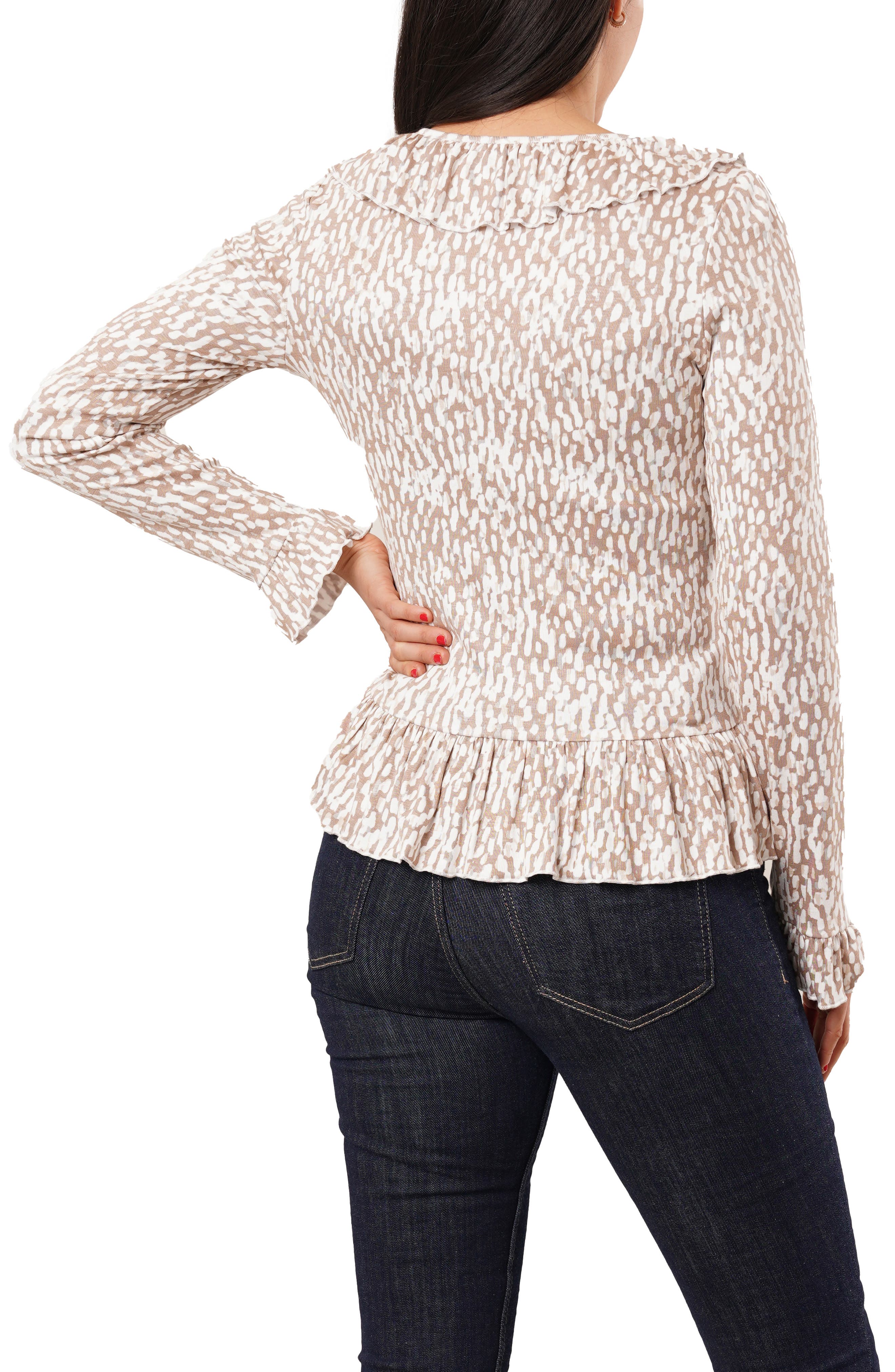 Ruffle V-Neck Long Sleeve Top - image 2