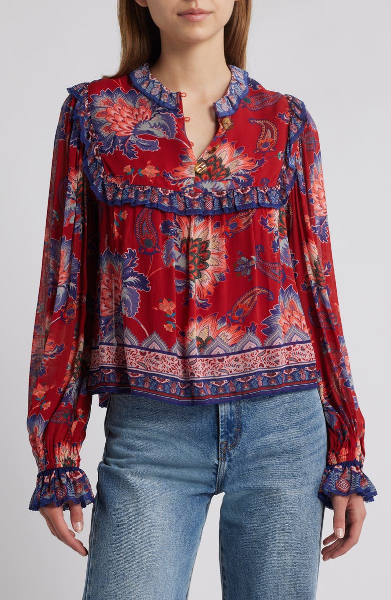 FARM Rio Luang Long Sleeve Popover Top, Alternate, color,