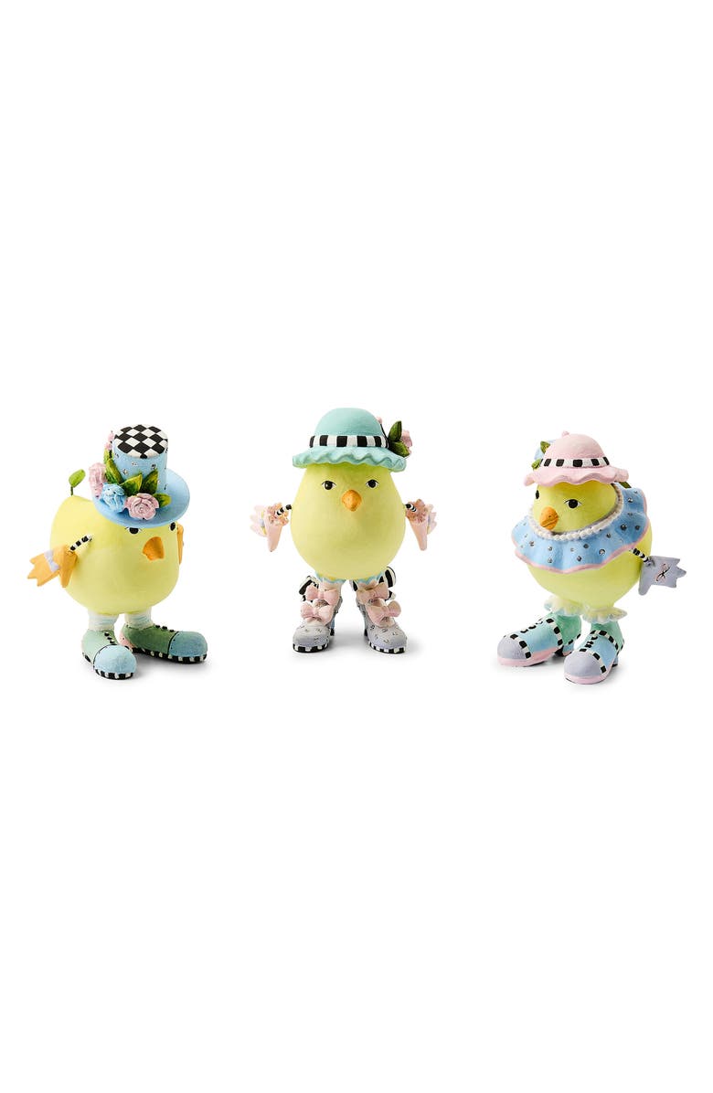 MACKENZIE CHILDS Patience Brewster Set of 3 Chick Figurines, Main, color, Yellow