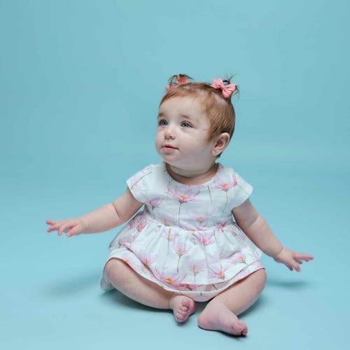 Norani Kids Organic Layered Dress With Matching Bloomers In Pink Petals