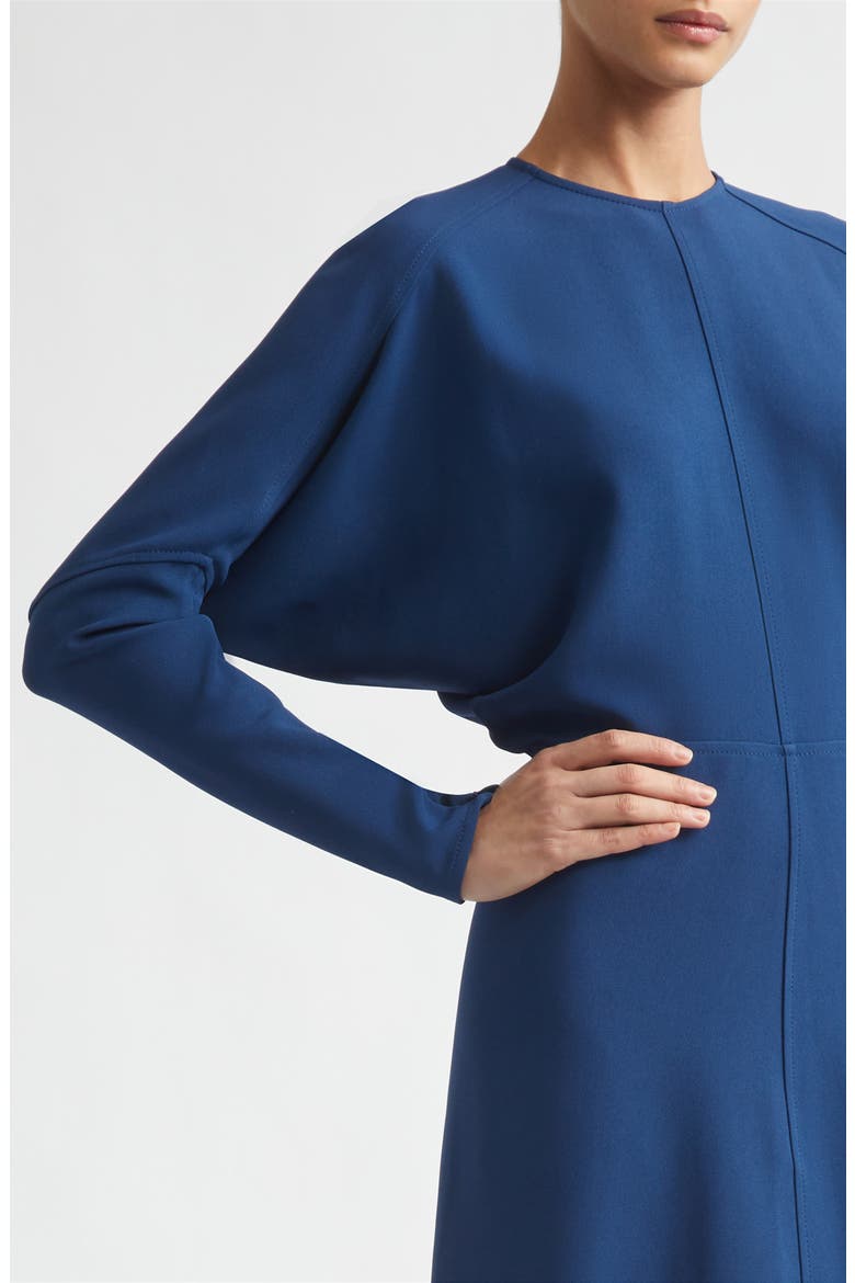 Dolman Long Sleeve Cady Midi Dress, Alternate, color, DARK OCEAN