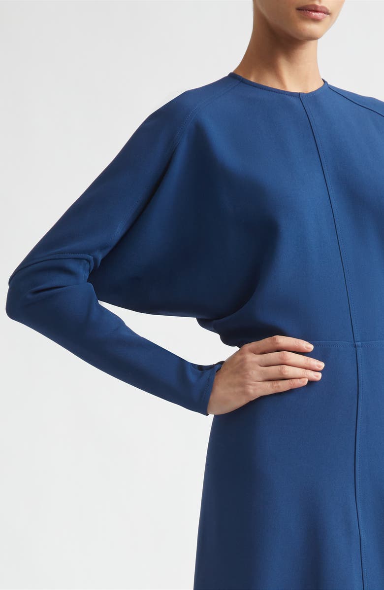 Victoria Beckham Dolman Long Sleeve Cady Midi Dress, Alternate, color, Dark Ocean