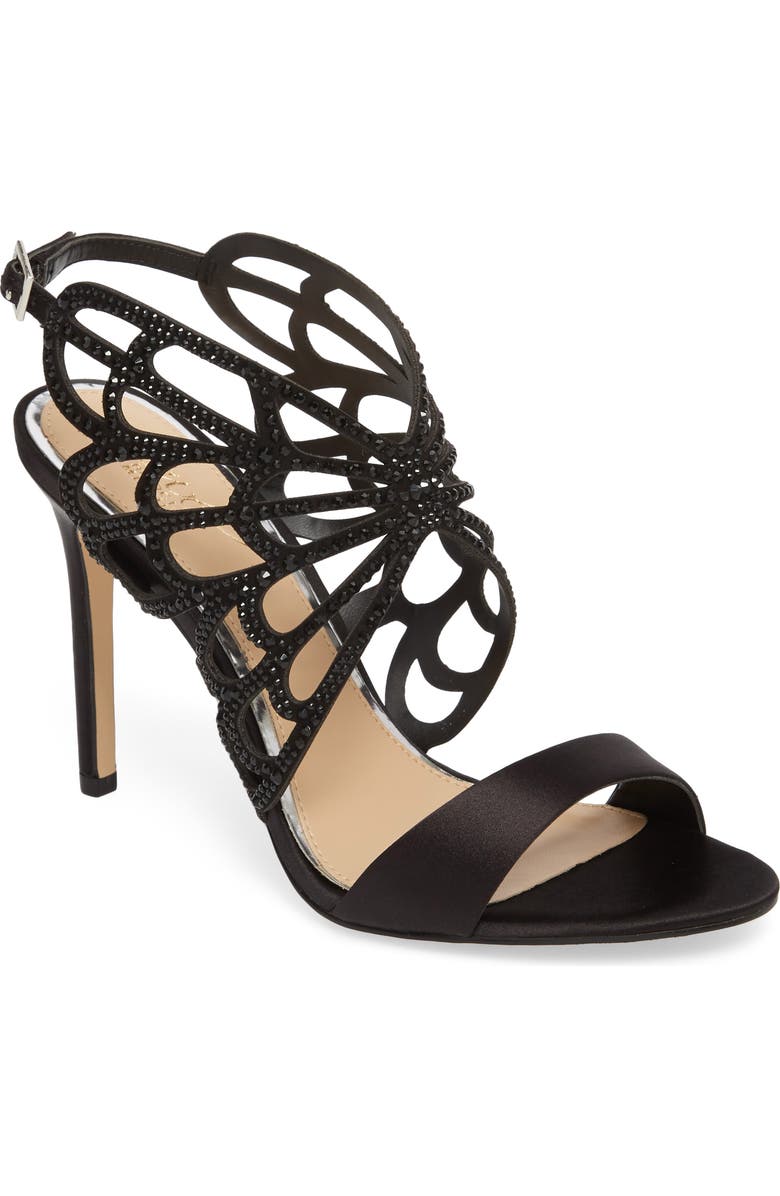 Jewel Badgley Mischka Taresa Crystal Embellished Butterfly Sandal, Main, color,