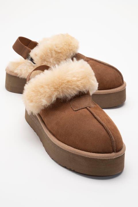 Olessa Leather Fur Slipper