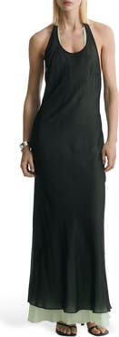 MANGO Sheer Layered Halter Dress