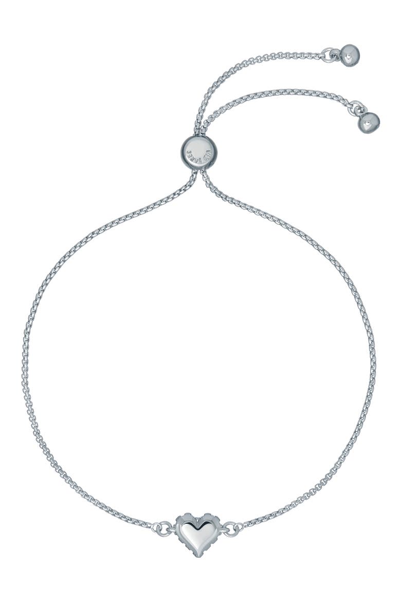 Sarsah Sparkle Heart Drawstring Bracelet, Alternate, color, SILVER TONE / CLEAR CRYSTAL