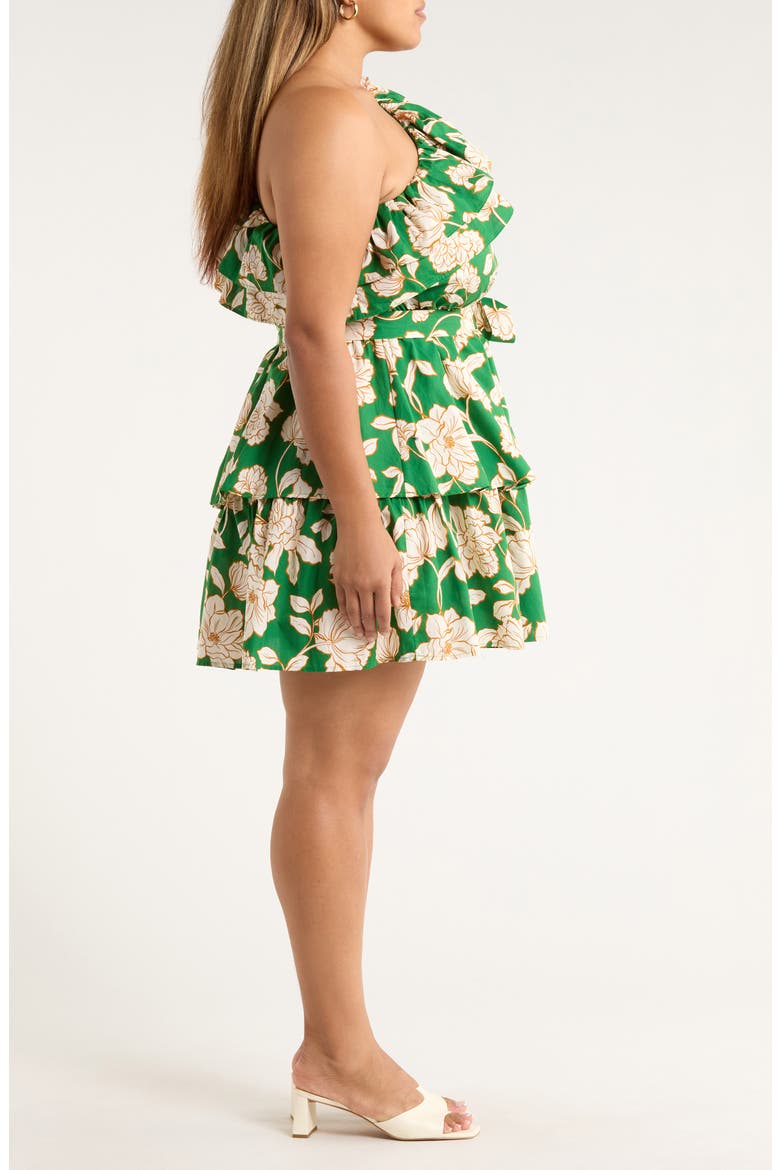 Lucena Floral Print One-Shoulder Minidress, Alternate, color, GREEN-MULTI