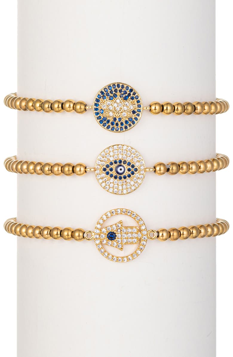 EYE CANDY LOS ANGELES Emilia CZ Stretch Beaded Bracelet, Main, color, 