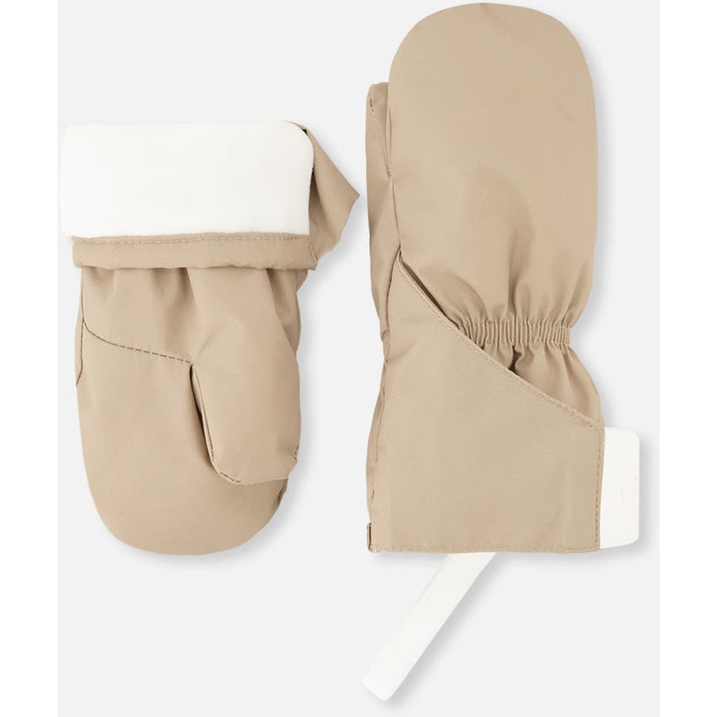 Deux par Deux Lined Extended Cuff Connector String Mittens in Taupe at Nordstrom, Size 3-6M