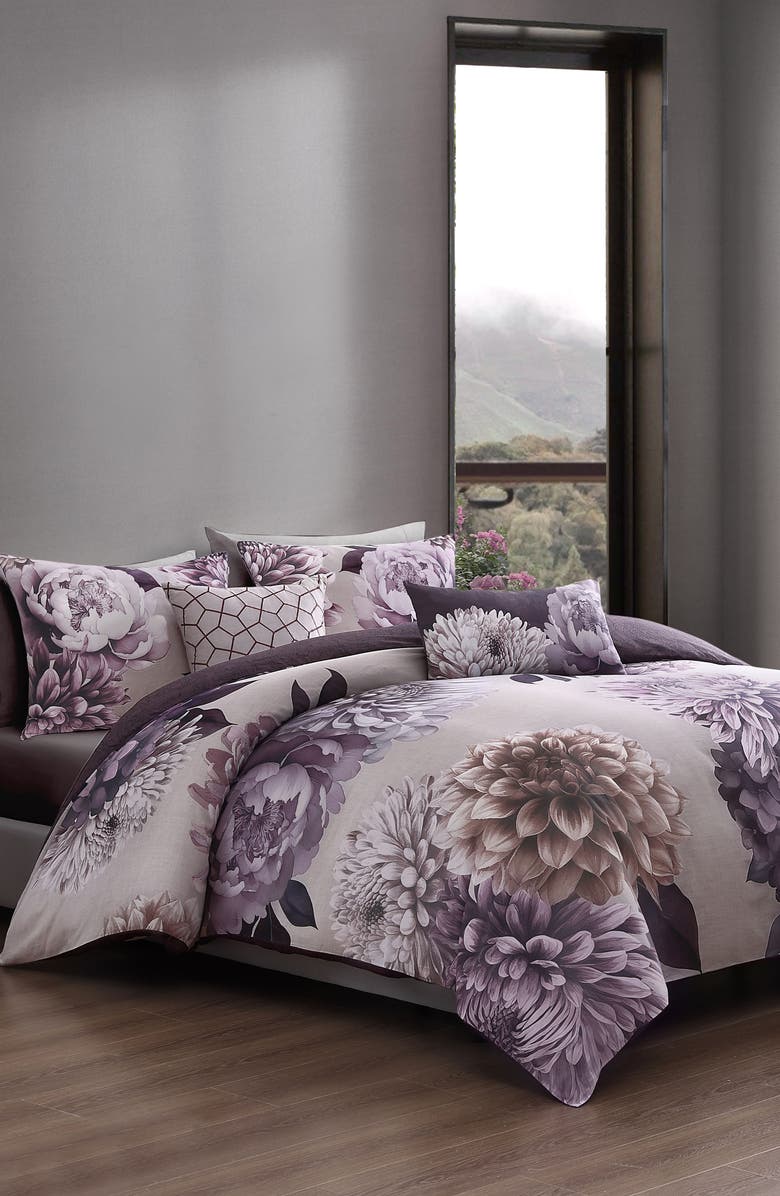 Bebejan Plum Petal 5-Piece Reversible Comforter Set, Alternate, color, Purple