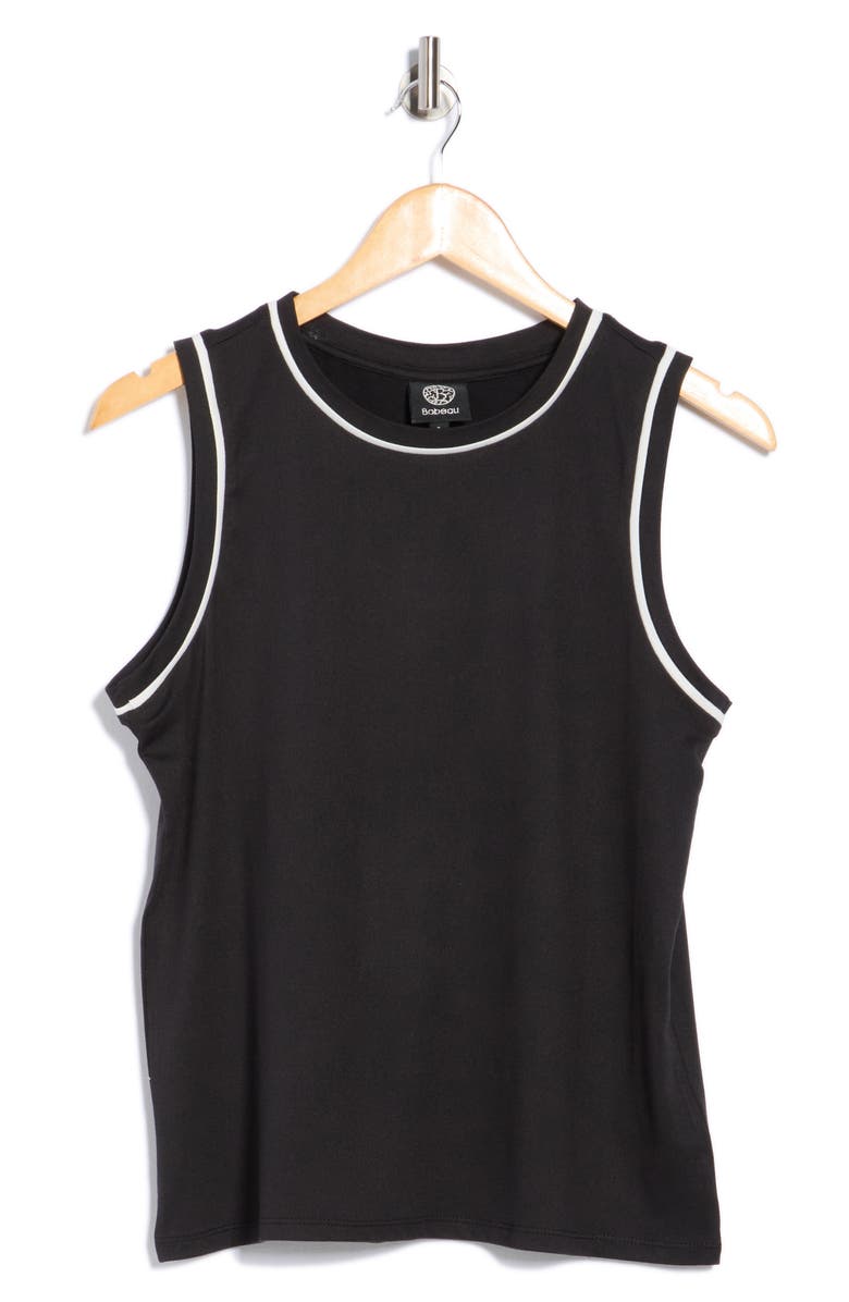 Bobeau Contrast Piped Trim Tank Top, Alternate, color, Black/ White