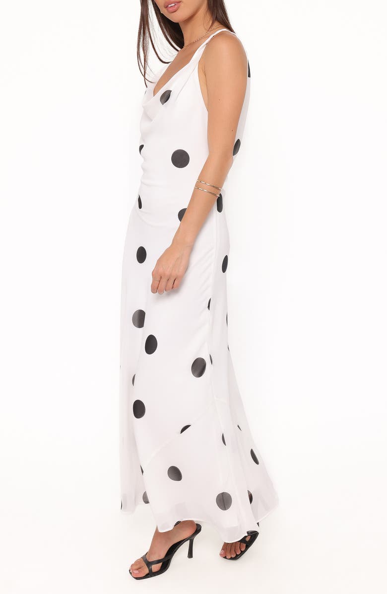 Petal & Pup Collette Cowl Neck Sleeveless Maxi Dress, Alternate, color, White Polka Dot