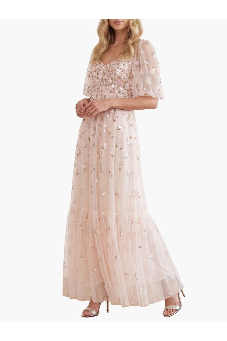 Meadow Ditsy Sweetheart Ankle Gown, Main, color, Cream/Peach