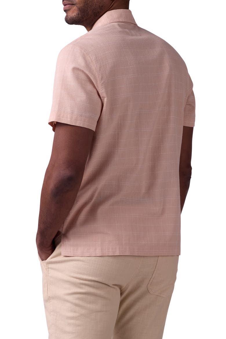 Freshwater Cotton Camp Shirt, Alternate, color, DUSTY ROSE DOBBY