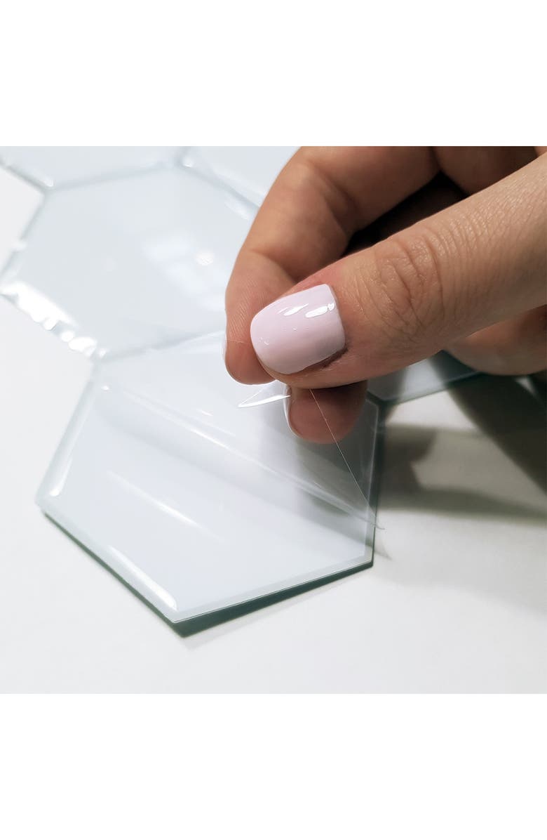 WALPLUS Classic Hexa Premium White Glossy 3D Sticker Tile 28 x 20cm (11 x 8 in) - Pack of 8, Alternate, color, White