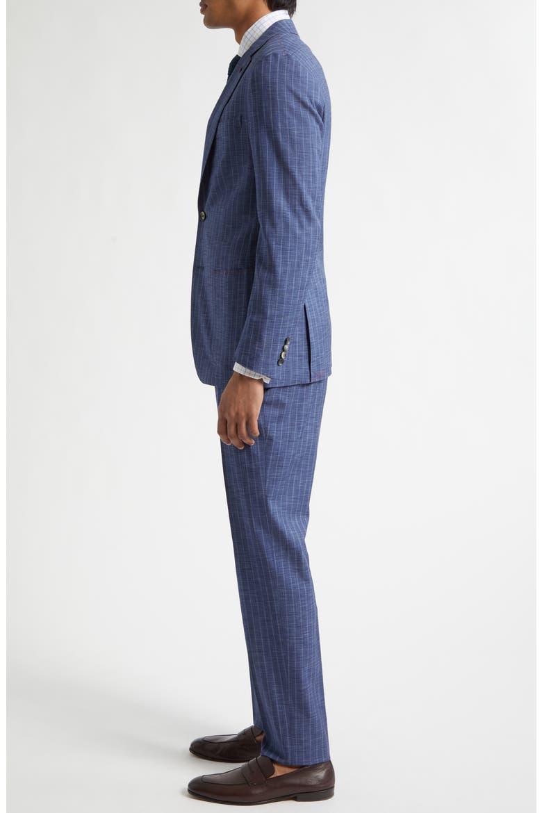 Capri Denim Effect Wool Blend Rigato Suit, Alternate, color, BLUE