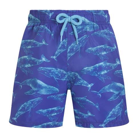 Boys Ultra-light and packable Swim Shorts Sparkling Whales