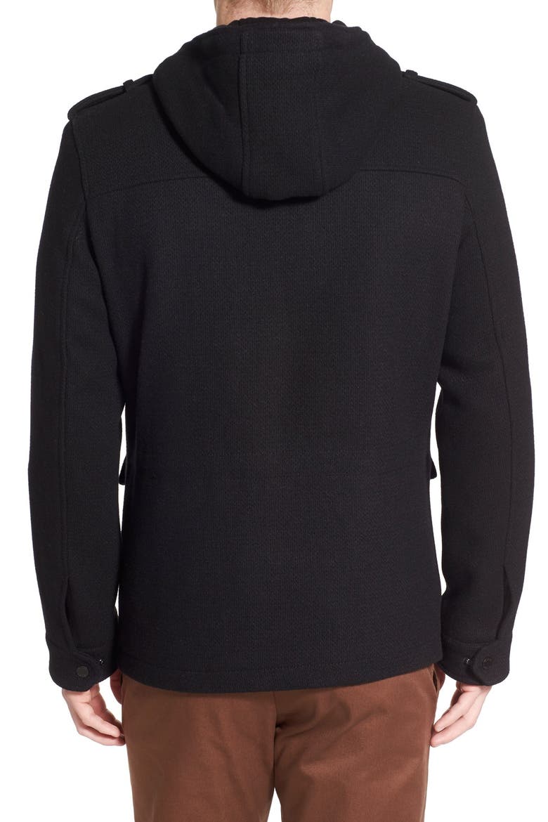 Wool Blend Hooded Military Jacket, Alternate, color, BLACK