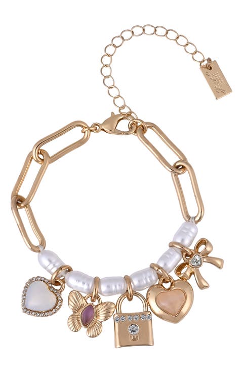 Faux Pearl Charm Bracelet