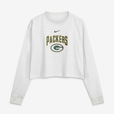 Women's Nike White Green Bay Packers Loose Fit Crop Top
