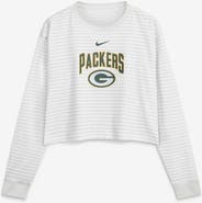 Nike Women's Nike White Green Bay Packers Loose Fit Crop Top
