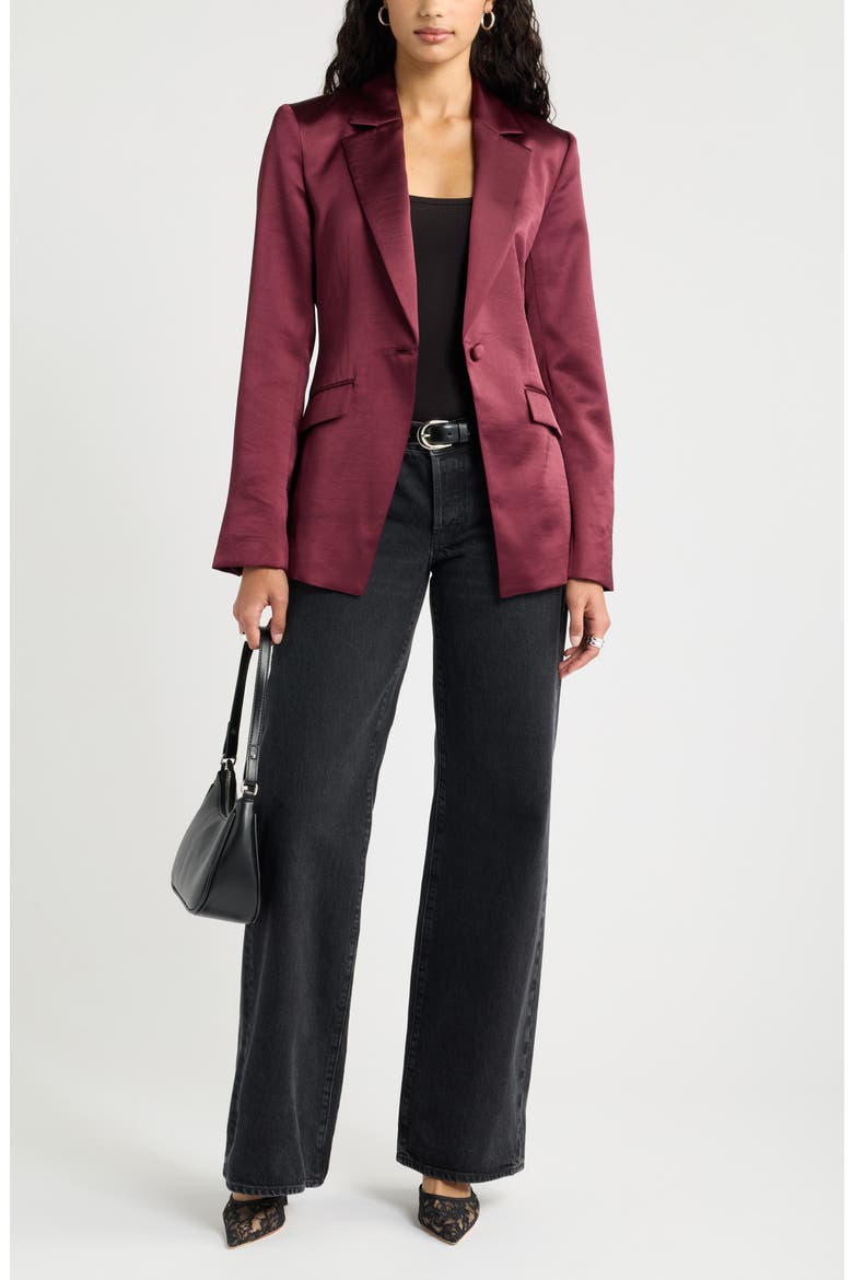 Satin Blazer, Alternate, color, BURGUNDY BANNER