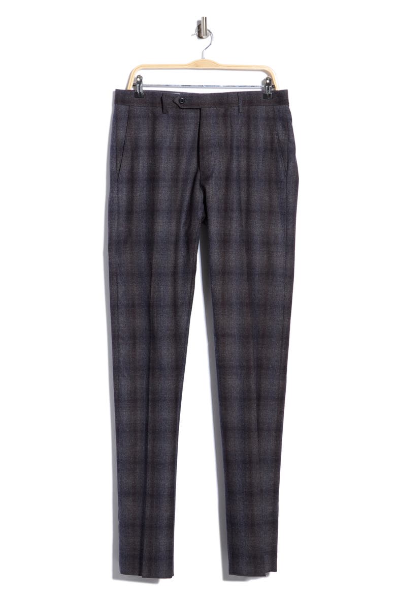 Noah Plaid Wool Blend Trousers, Main, color, AUBERGINE