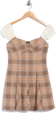 Avec Les Filles Puff Sleeve Godet Minidress