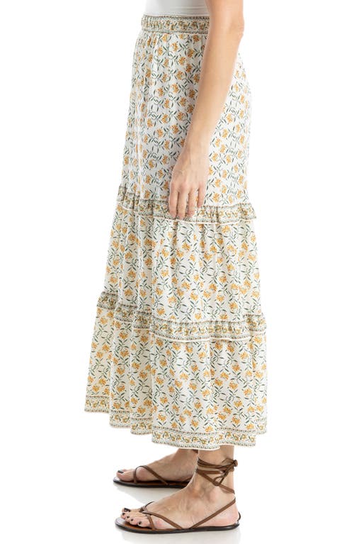 Max Studio Ruffle Tiered Midi Skirt In Ecru Quirky Mini Stems