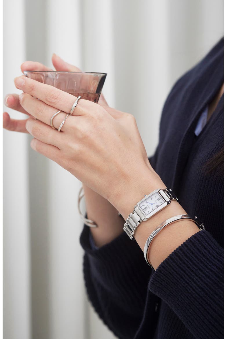 Bianca Tank Bracelet Watch, 19.5mm x 32.5mm, Alternate, color, SILVER-TONE