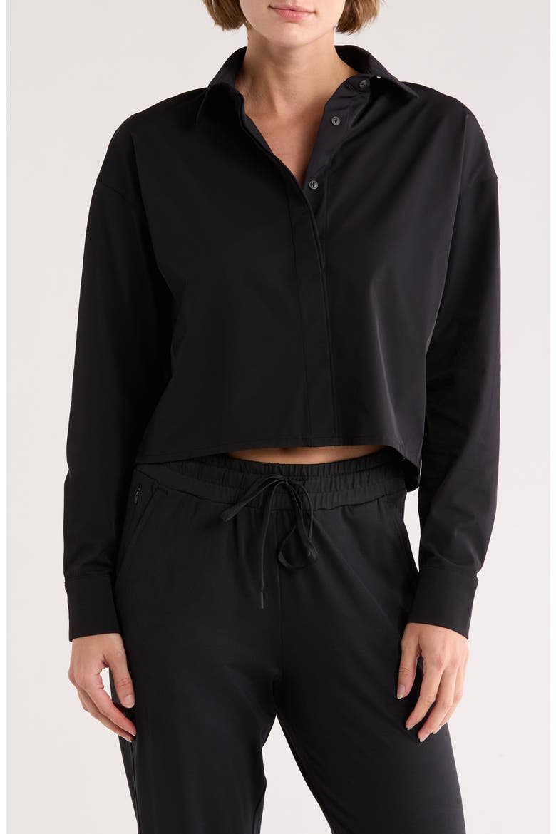 Meet & Greet Button-Up Shirt, Main, color, BLACK